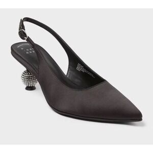 Women's Size 8 Simone Rhinestone Ball Heels - A New Day Black